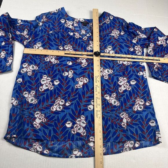 Ann Taylor V-Neck Blouse Floral Print Long Sleeve Top Preppy Work Shirt MEDIUM - Picture 5 of 10